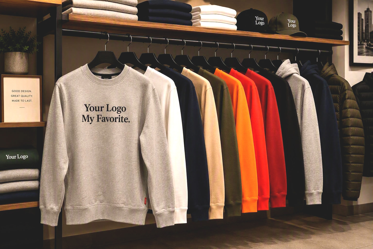 favorite branded apparel in a closet